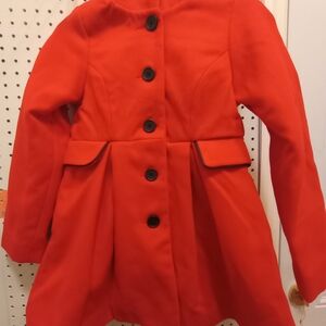 Target Kids Red Pea Coat with Black Buttons